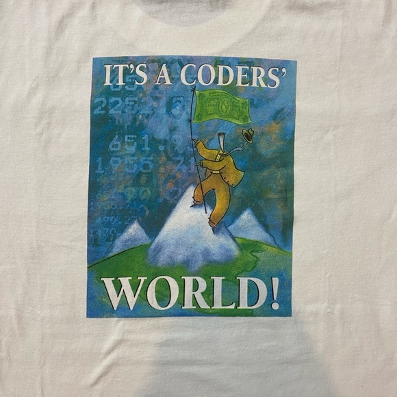 Vintage White Tech Shirt “It’s A Coders’ World”  Software - Picture 6 of 8